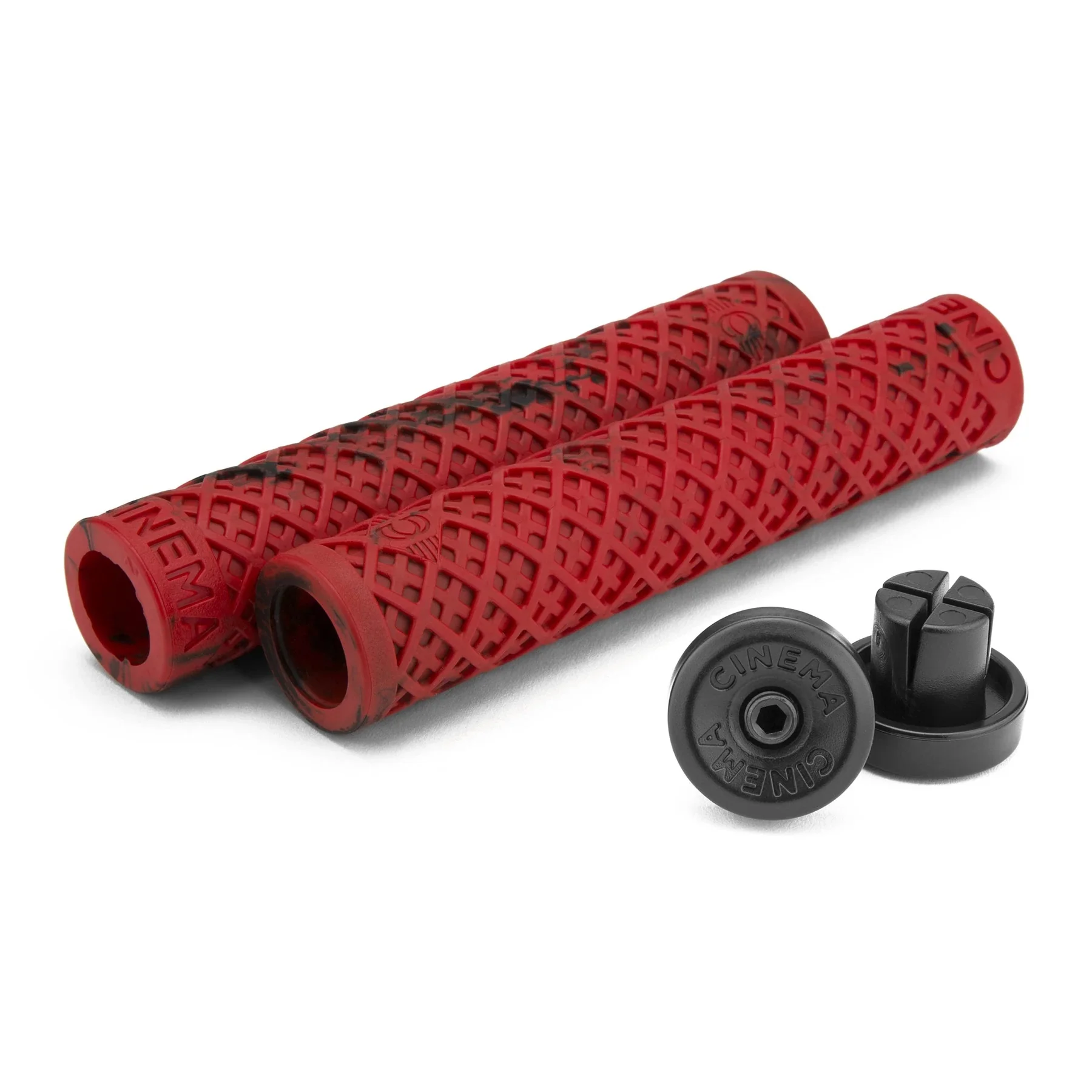 3240-cinema-bmx-interlace-grips-red-black-splash-1.webp Cinema BMX Interlace Grips - Red/Black Splash