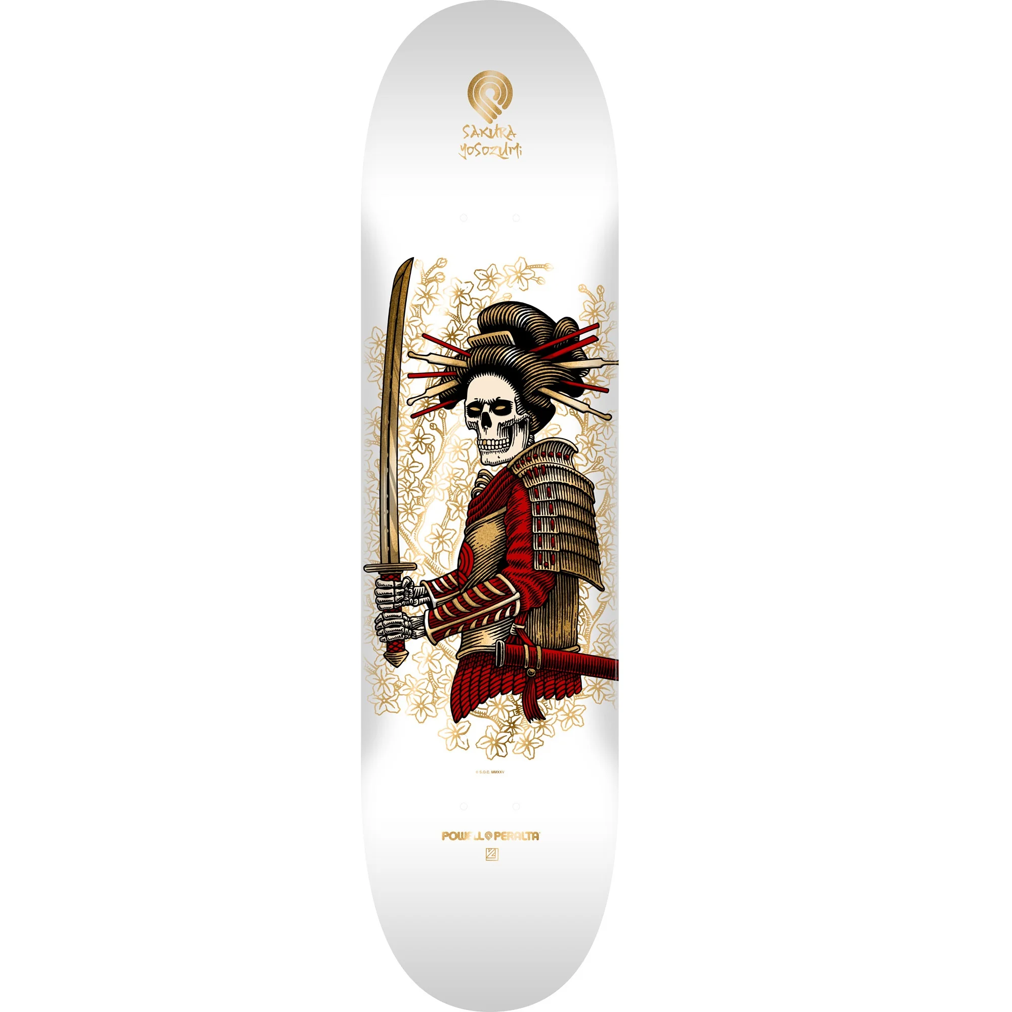 6581-powell-peralta-yosozumi-onna-bugeisha-deck-8-white-gold-foil-1.webp Powell Peralta Yosozumi Onna-Bugeisha Deck - 8″ White/Gold Foil